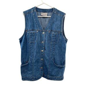 Stonebridge Blue Denim Button-Up Vest Womens L? Casual Wear